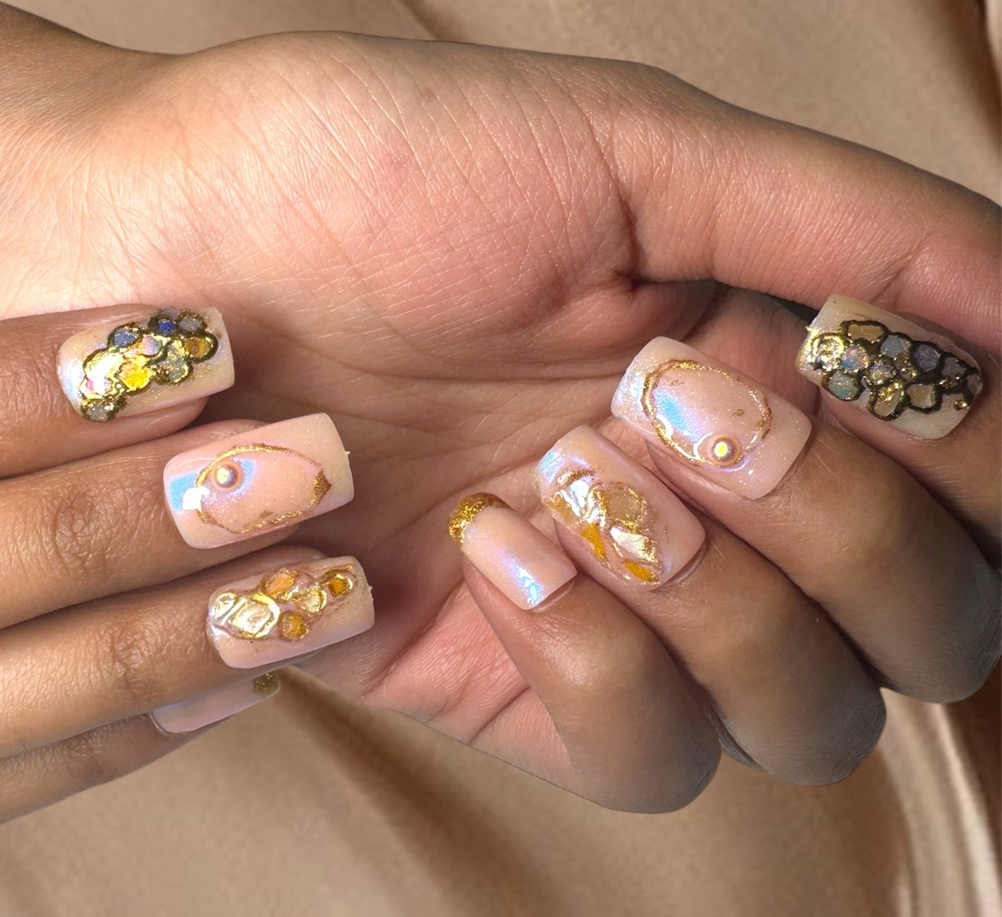 Golden Glam Mosaic Press-On Nails