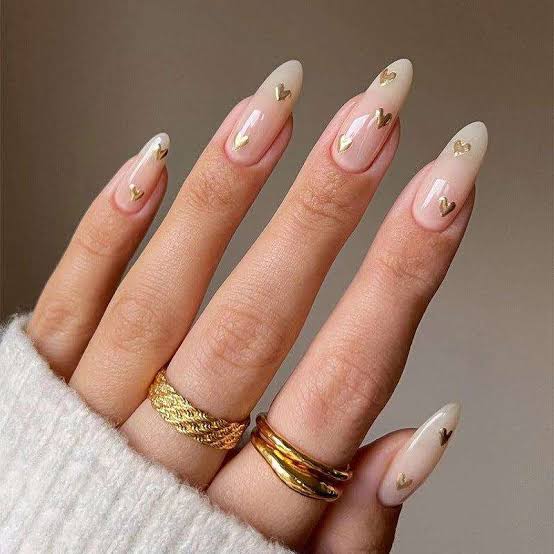 Golden Charm Nude Press-On Nails