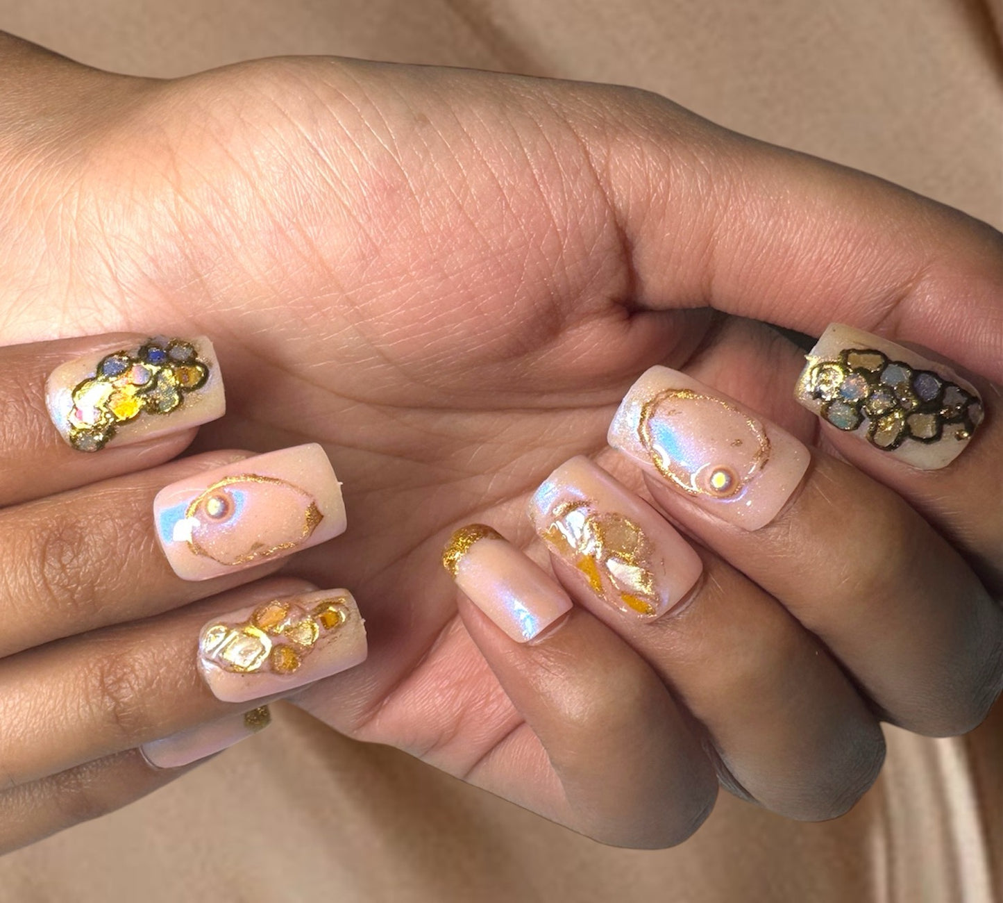 Golden Glam Mosaic Press-On Nails